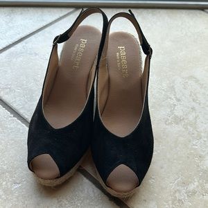 Paseart Sling Back Peep Toe Suede Espadrille Wedges